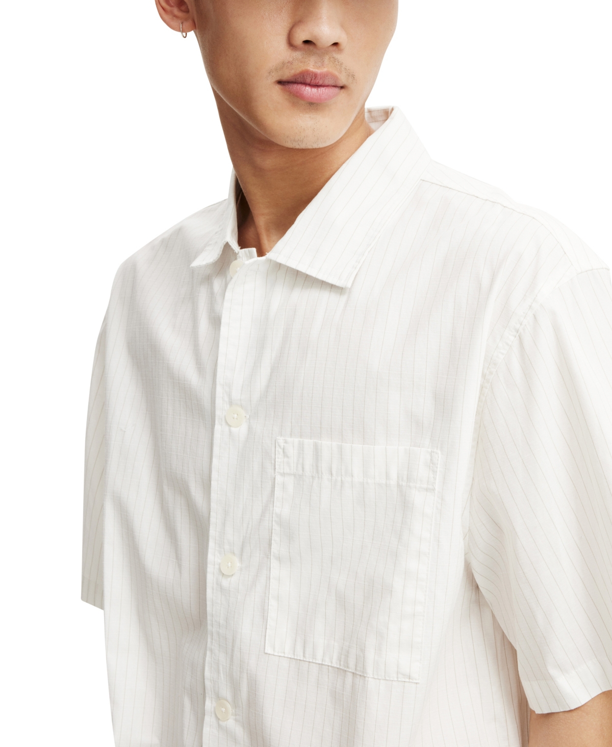 Shop Cotton On Men's Ventura Short Sleeve Shirt In Off White Stripe