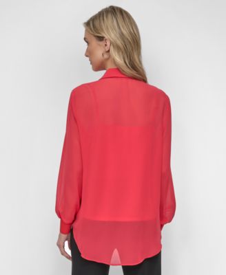 Women's Button-Down Chiffon Shirt