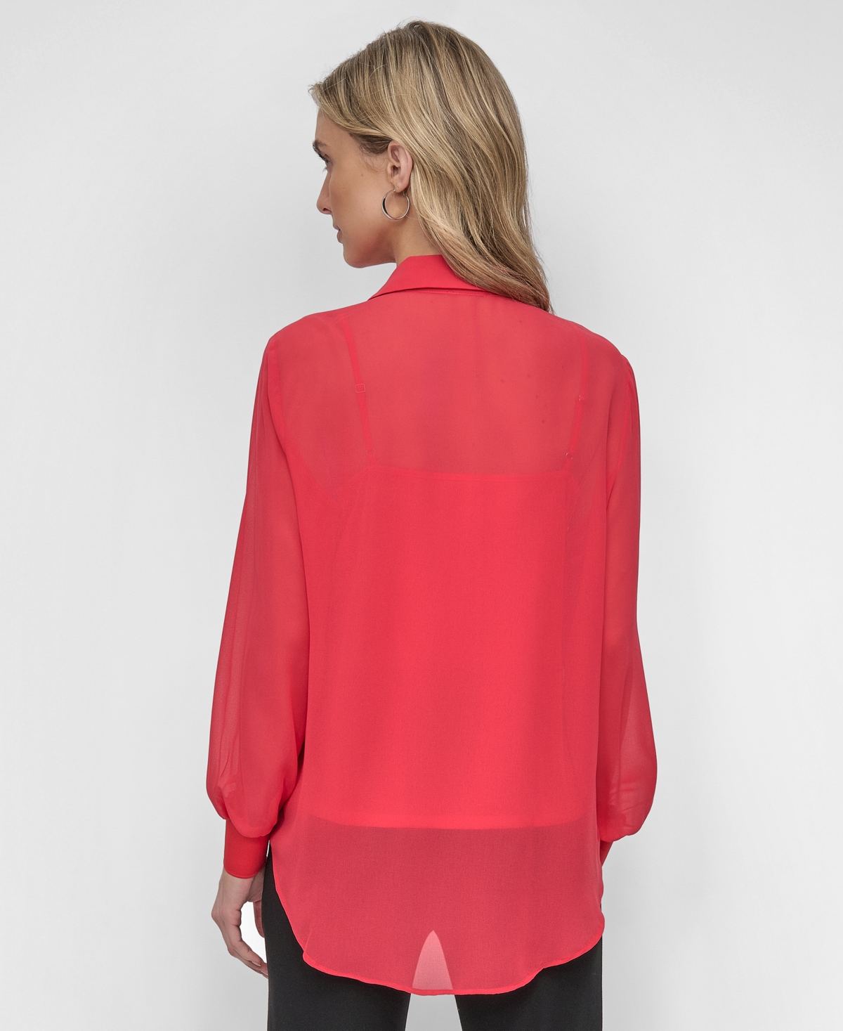 Dkny Chiffon Button-up Shirt In Watermln Sugar