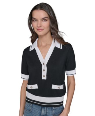 Women's Short-Sleeve Collared Sweater