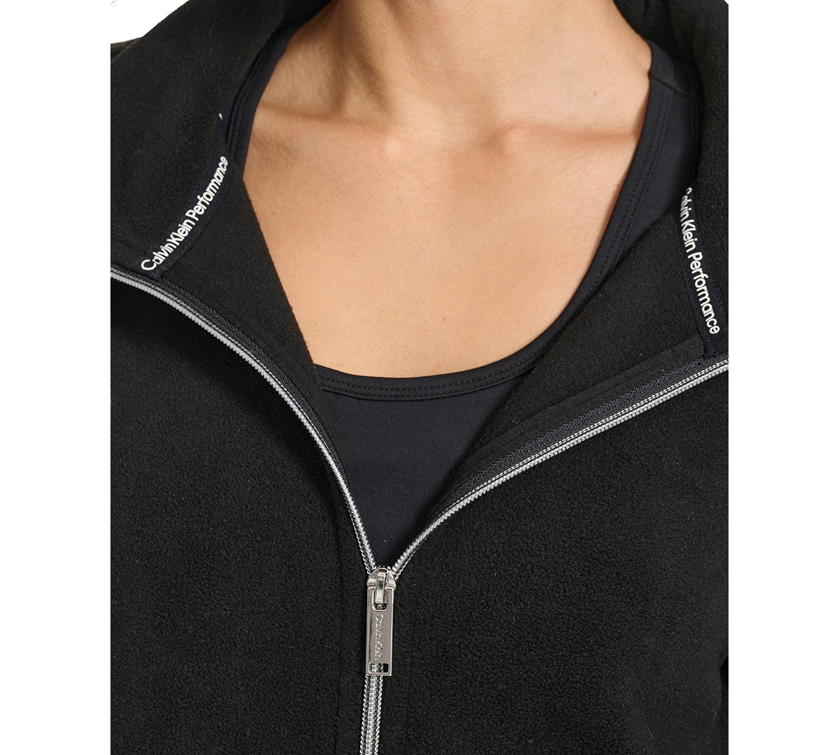 Calvin Klein Women's Active Tech Fleece Mock-Neck Jacket