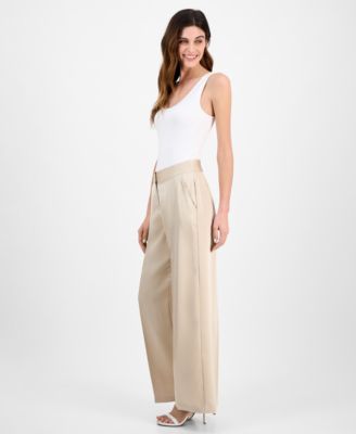 Женские атласные брюки средней посадки Tahari ASL с широкими штанинами