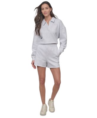 DKNY - Women's Varsity Embroidered Logo Smocked 4" Shorts