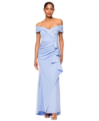 XSCAPE - Scuba Off-The-Shoulder Gown