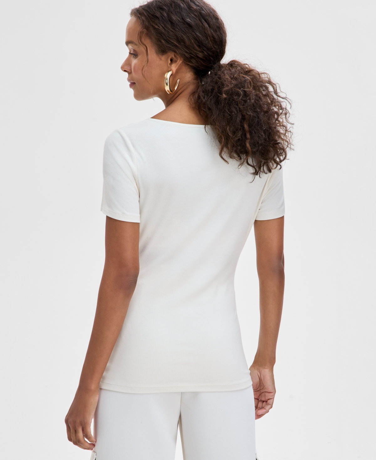 Inc International Concepts Women's Asymmetric-neck Top, Exclusively At Macy's In Vintage Cream