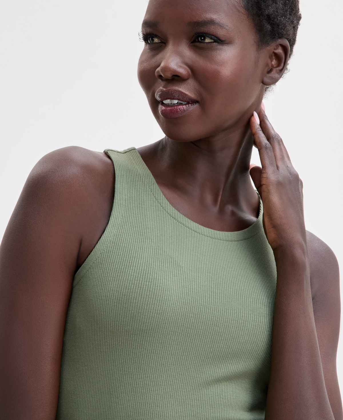 Inc International Concepts Women's Ribbed Knit Tank Top, Exclusively At Macy's In Olivine