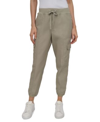 DKNY - Women's Cotton Ribbed-Waist Jogger Cargo Pants