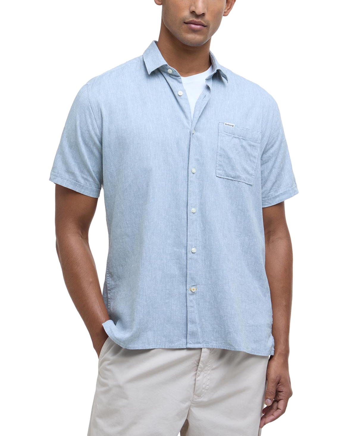 Barbour Nelson Linen & Cotton Button-up Shirt In Lead