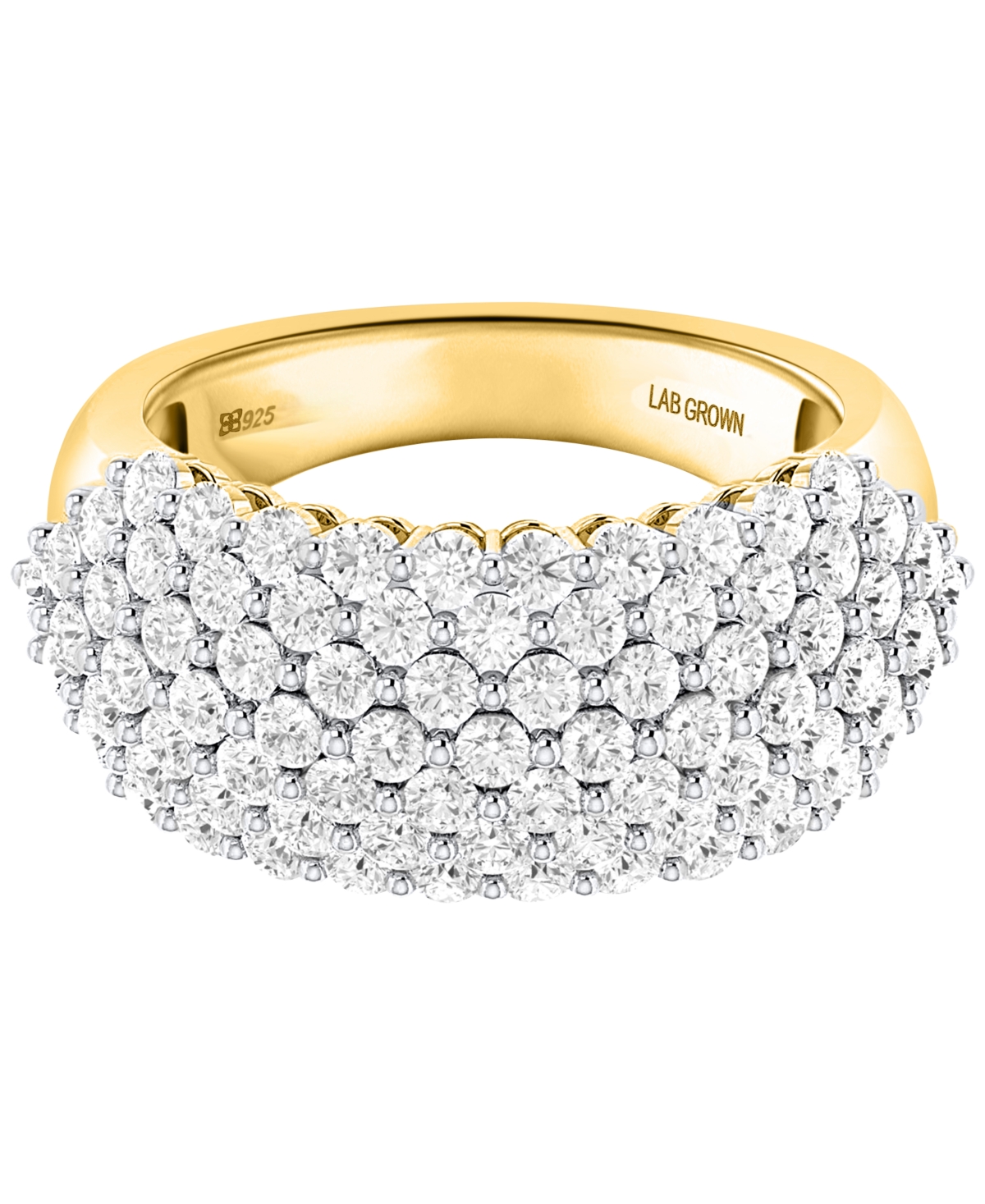 Forever Grown Diamonds Lab-grown Diamond Pave Band (2 Ct. T.w.) In Sterling Silver Or 14k Gold-plated Sterling Silver In Gold-plated Sterling Silver