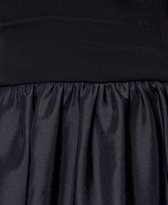 Women's Mixed-Media Bubble-Hem Fit & Flare Dress