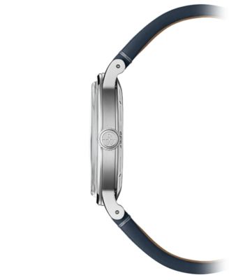 Men's Swiss Automatic Millesime Small Seconds Denim Blue Leather Strap Watch 40mm