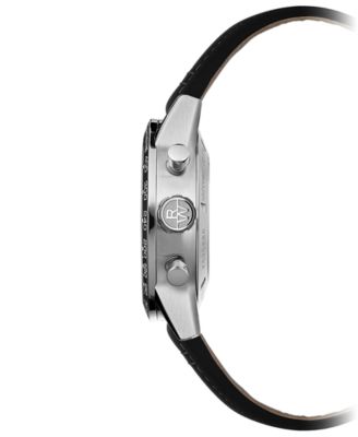 Men's Swiss Automatic Chronograph Freelancer Black Leather Strap Watch 44mm