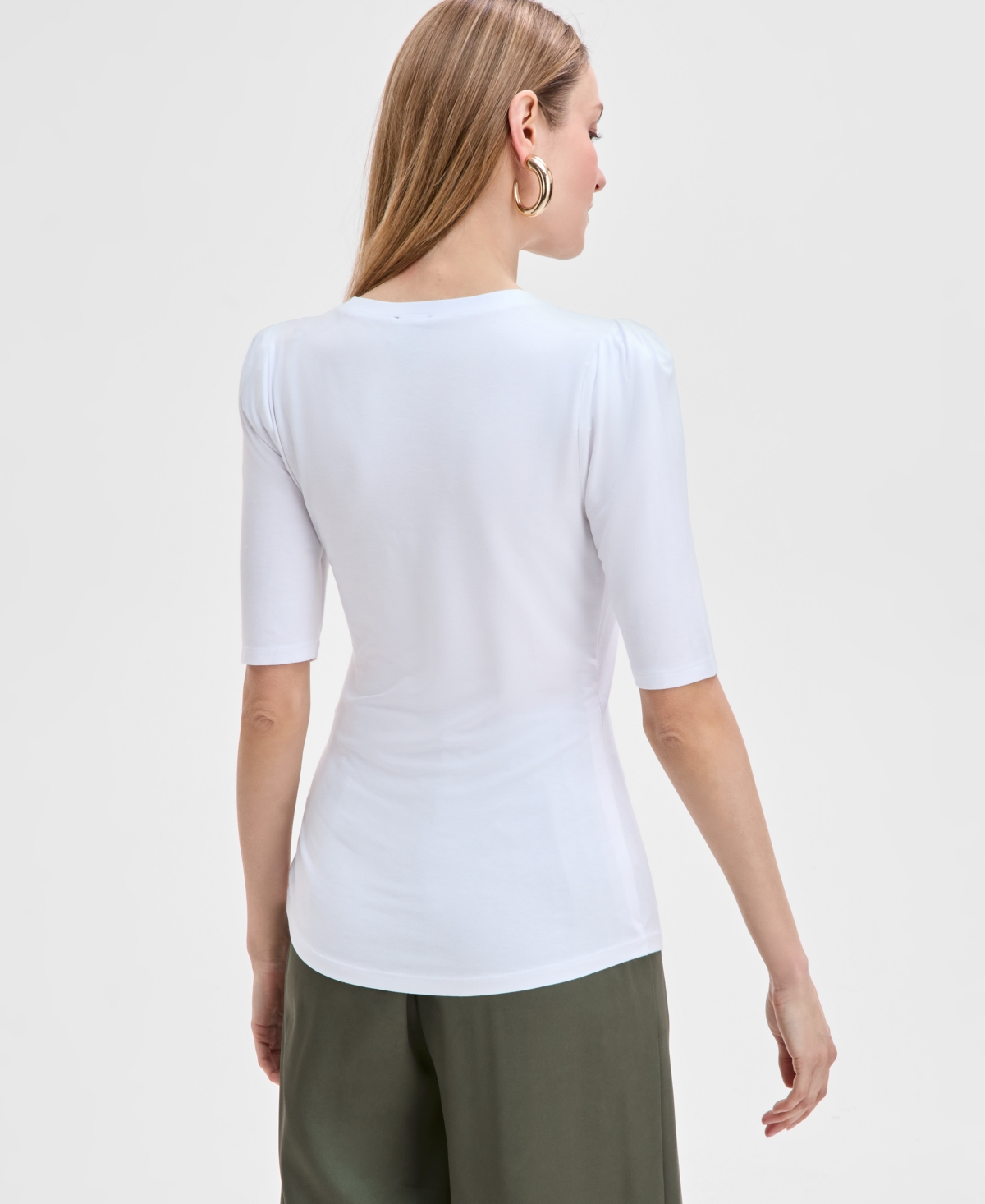 Inc International Concepts Women's Elbow Puff-sleeve Top, Exclusively At Macy's In Bright White