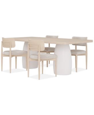 Lunare 5-Pc. Dining Set (Rectangular Table & 4 Curved Chairs)