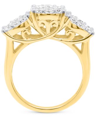 Lab-Grown Diamond Three Stone Ring (2 ct. t.w.) in Sterling Silver or 14k Gold-Plated Sterling Silver