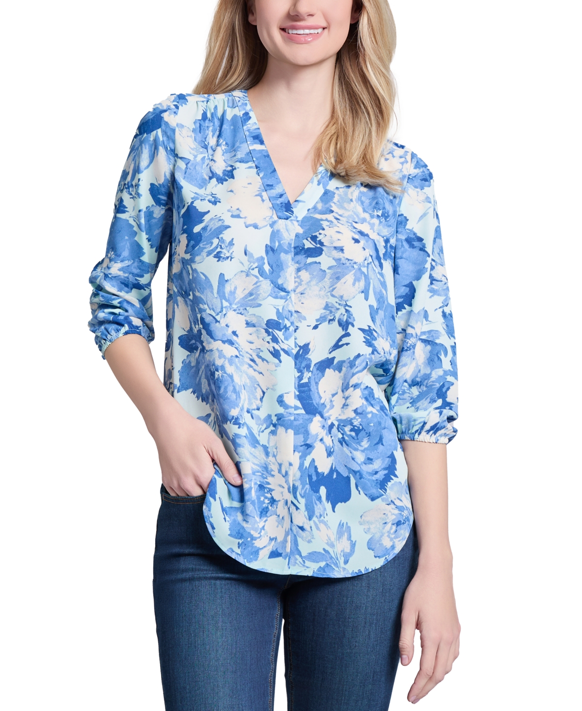 Jones New York Print Tunic Top In Soft Seaglass Multi