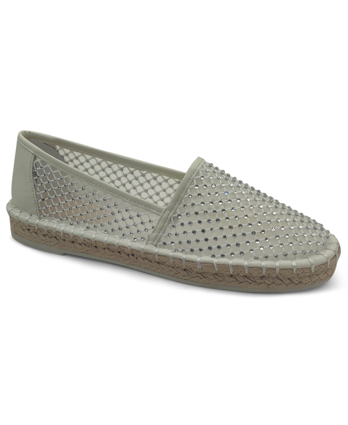 Kenneth Cole Reaction Women's Bonne Round Toe Espadrille Flats In Cream Crystal Mesh