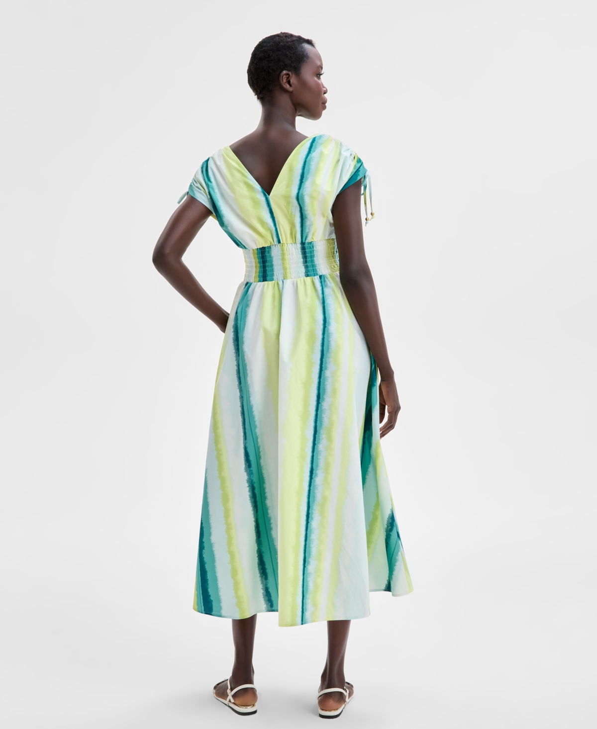 Inc International Concepts Women's Striped Double V-neck Cotton Dress, Exclusively At Macy's In Layla Stripe