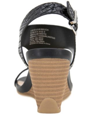 Women's Greatly Thong Almond Toe Wedge Sandals