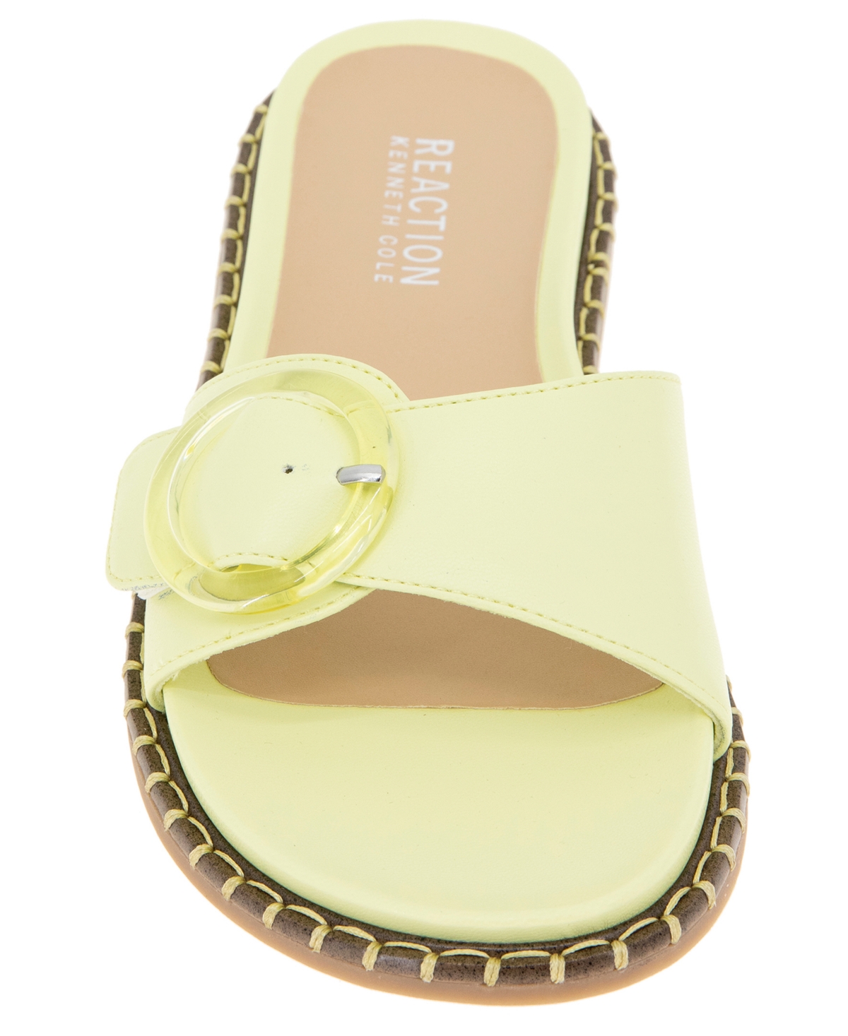 Kenneth Cole Reaction Women's Syrena Round Toe Flat Sandals In Limezest