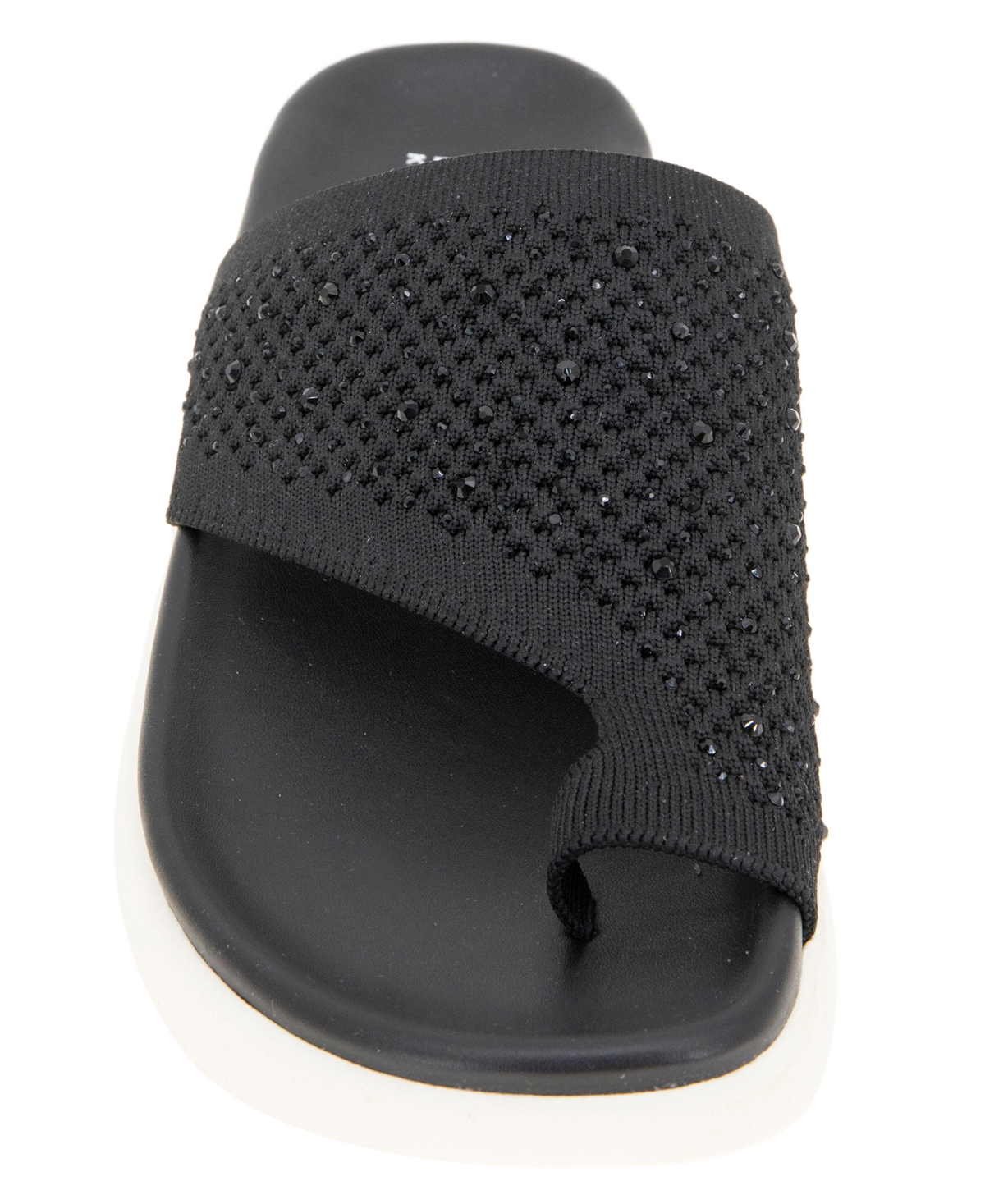 Kenneth Cole Reaction Women's Teffi Knit Round Toe Flat Sandals In Black Knit