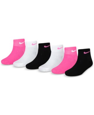Nike - Big Girls Metallic Swoosh Quarter Socks, Pack of 6