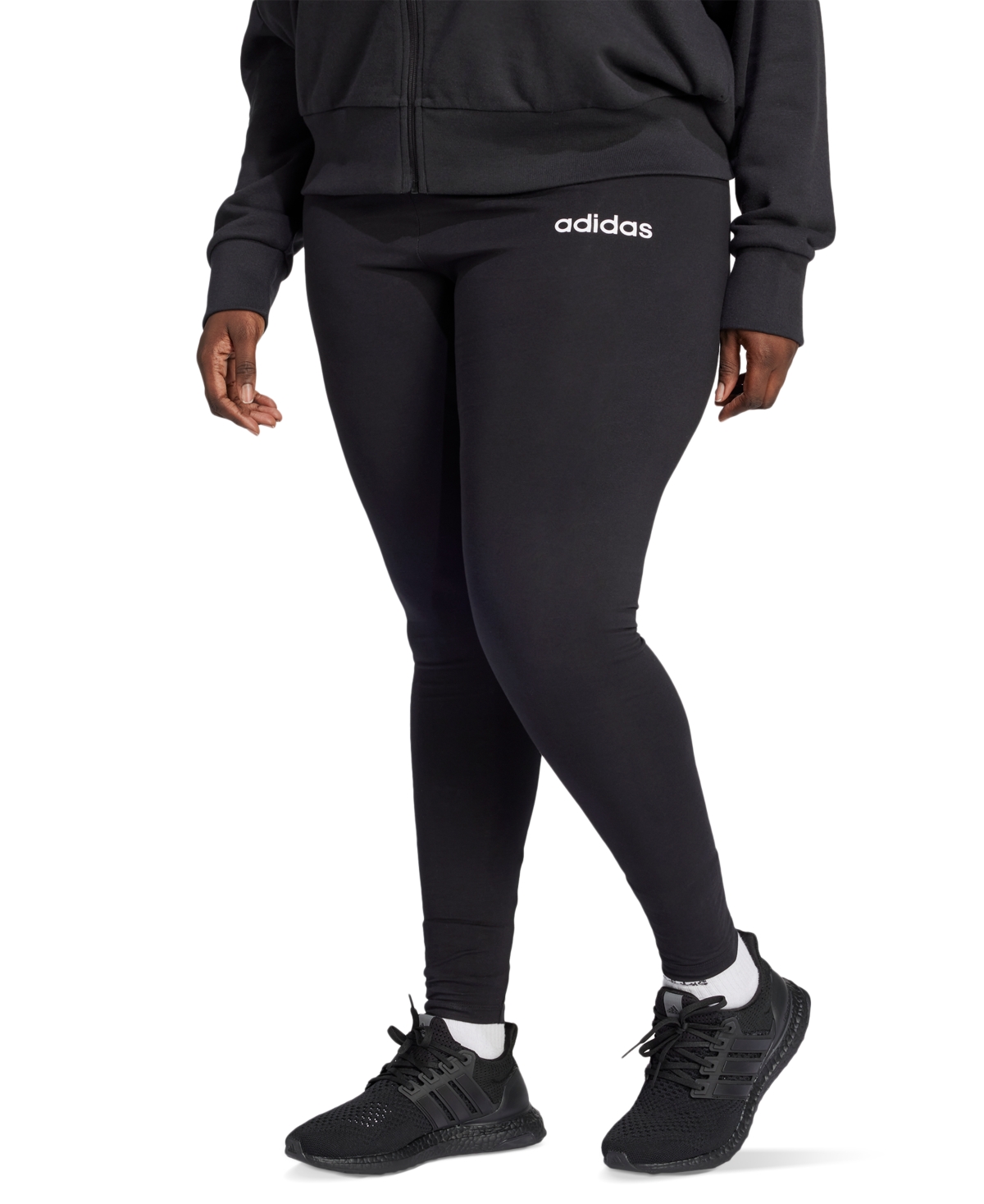 Plus Size The Essentials Cotton-Blend Logo Leggings - Black/whit