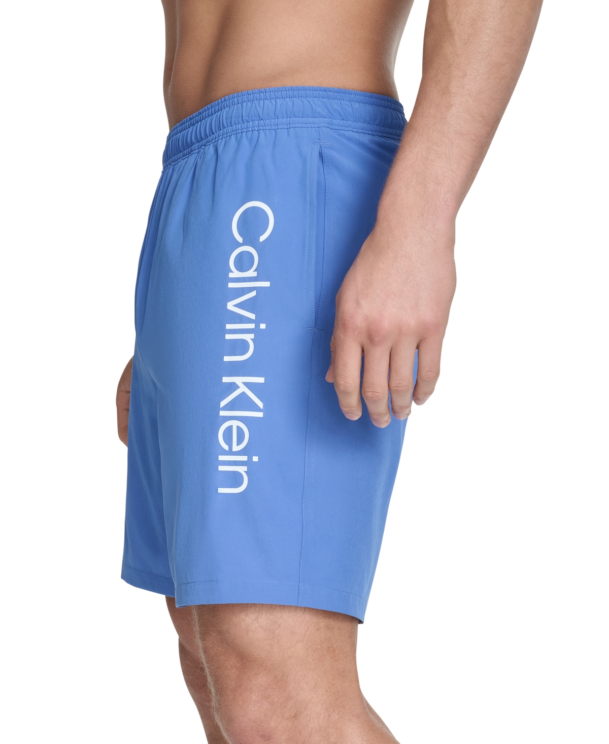 Calvin Klein Men's Regular-fit Quick-dry 5" Swim Trunks With Compression Short Liner In Medium Blue