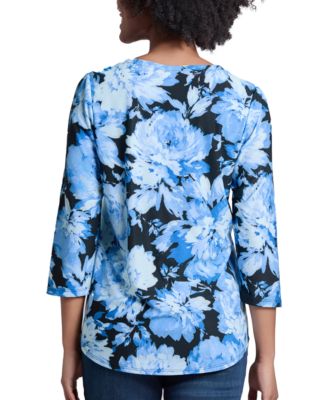 Women's Moss Crepe V-Neck 3/4-Sleeve Top