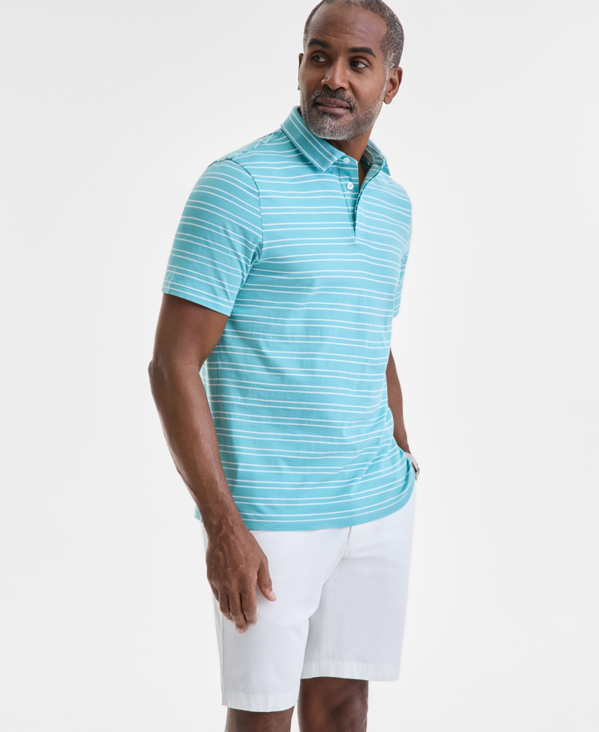 Men's Carter Regular-Fit Stripe Polo Shirt, Exclusively at Macy's - Cala Lilac