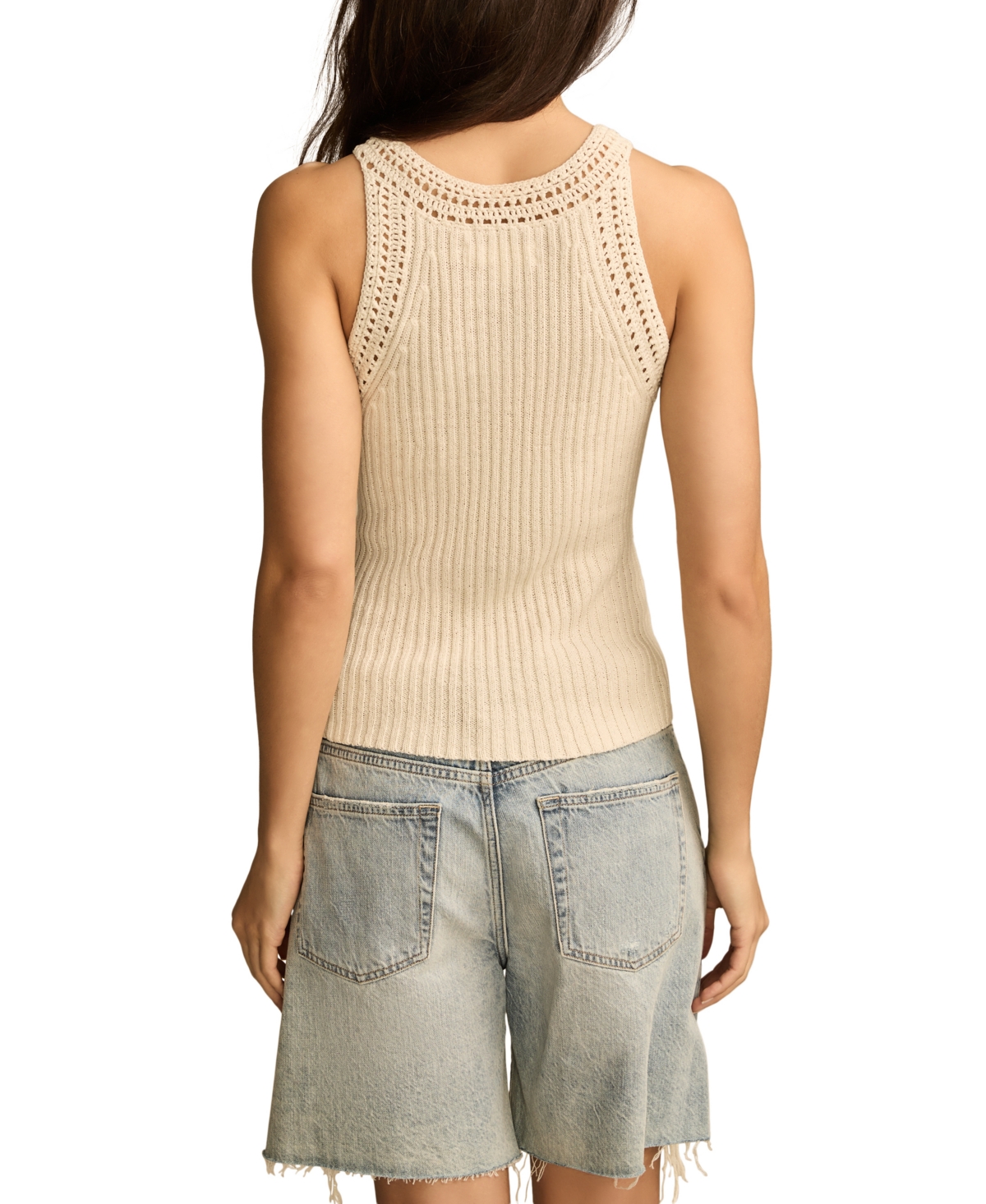 LUCKY BRAND WOMEN'S CROCHET TRIM TANK TOP 