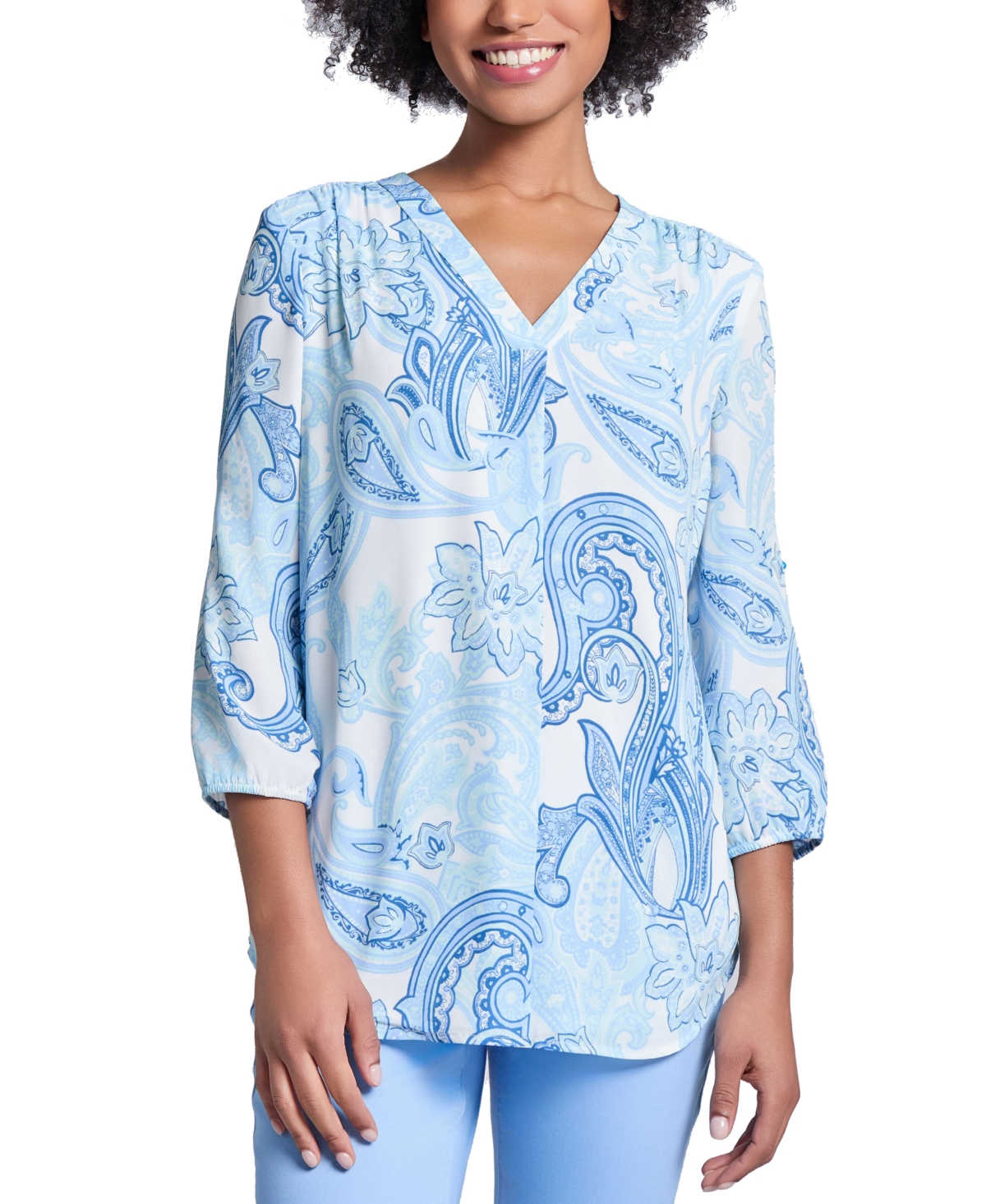 JONES NEW YORK WOMEN'S PAISLEY-PRINT V-NECK TUNIC 