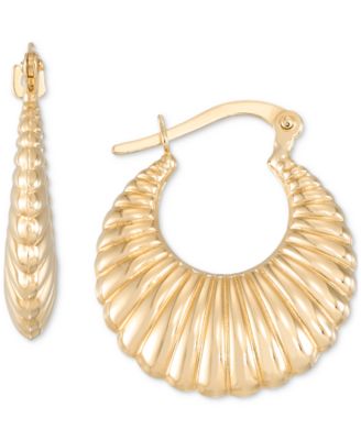 Macy's - Shrimp Textured Hoop Earrings in 10k Yellow Gold