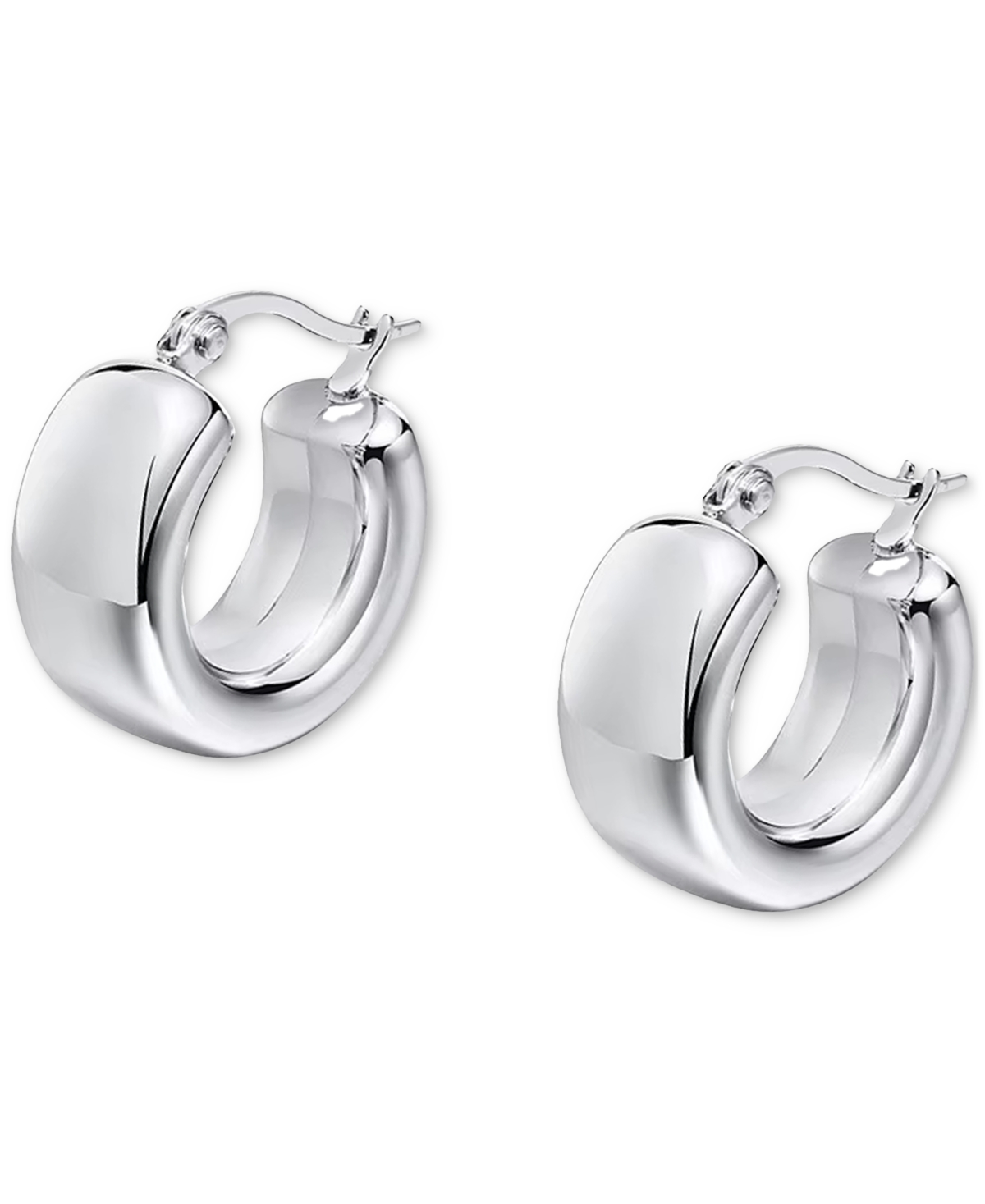 Stainless Steel metal Extra-Small Hoop Earrings, 0.47" - Silver