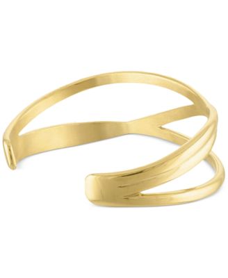 18k Gold-Plated Stainless Steel Crossover Cuff Bracelet 