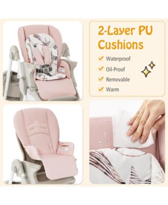 Multifunctional Folding Baby High Chair with Rolling Wheels and Adjustable Height