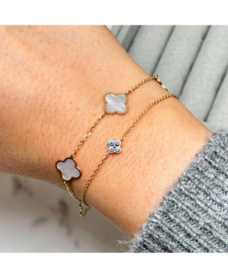 Blue Sapphire Single Clover Bracelet 14K Gold
