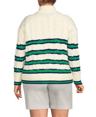 Женский свитер с застежкой-молнией Drifter Cable Quarter размера плюс от Lands' End для женщин