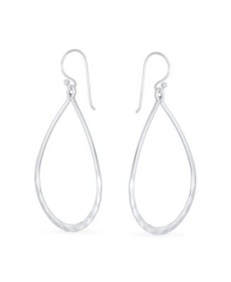 Pear Shaped Lightweight Hoop Huggie Earrings Sterling Silver 2 Inch
