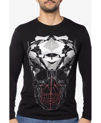 Men's Geometric Skull Rhinestone Graphic Long Sleeves T-Shirts