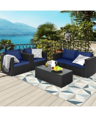 4-Piece Patio Conversation Set with Padded Cushions Comfortable and Stylish Outdoor Seating for Relaxation