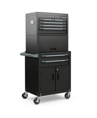 3-in-1 6-Drawer Rolling Tool Chest Storage Cabinet with Universal Wheels and Hooks Mobile Tool Organizer