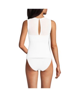 Женский сетчатый топ-танкини в рубчик с высоким воротом от Lands' End для женщин