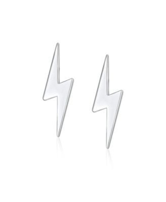 Tiny Geometric Lightning Bolt Stud Earrings in Sterling Silver