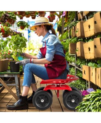 Rolling Garden Cart Heavy Duty Workseat with 360° Swivel Seat & Adjustable Height