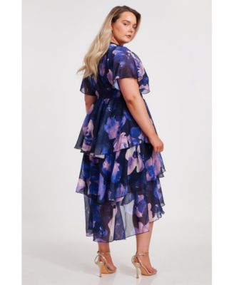 Платье Миди с глубоким вырезом и запахом спереди большого размера QUIZ Plus