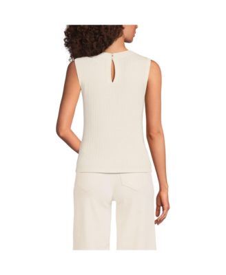 Женский свитер без рукавов с круглым вырезом для маленьких девочек Lands' End от Fine Gauge Baby Cable - сет-топ