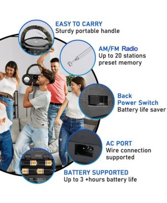 Portable CD Player Boombox with AM/FM Stereo and Bluetooth