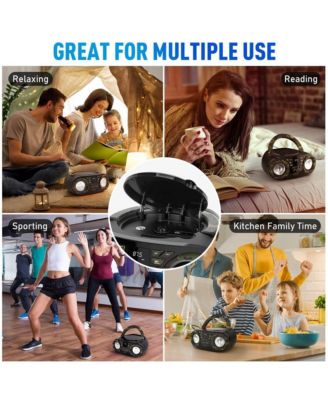 Portable CD Player Boombox with AM/FM Stereo and Bluetooth