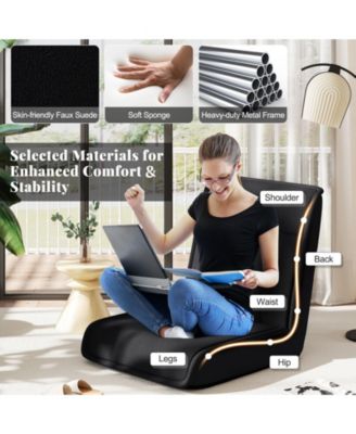 Folding Floor Chair Convertible Lazy Chair with 14-Position Adjustable Backrest